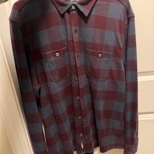 Men's Plaid Button-Down Shirt - Maroon and Navy